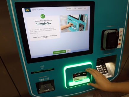 A successful upgrade of an Ez-link adult card to a SimplyGo Ez-link card at a ticketing machine in City Hall on Jan 15, 2024.
