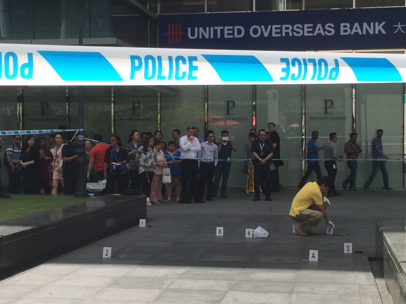 Police has cordoned off the area where the suspected stabbing took place. Photo: Geneieve Teo