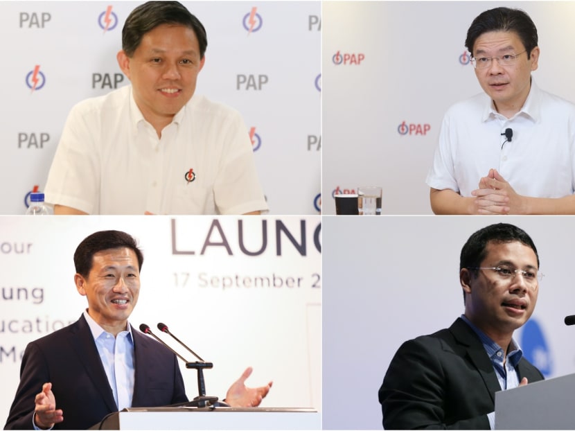 Clockwise from top left: Mr Chan Chun Sing, Mr Lawrence Wong, Mr Desmond Lee and Mr Ong Ye Kung. Political observers said the capabilities of these four ministers would be tested after the latest Cabinet reshuffle.