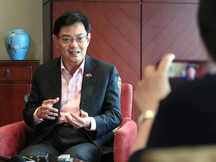 Deputy Prime Minister Heng Swee Keat speaks to Singapore media in Shenzhen on May 28, 2019, on the last day of an eight-day visit to China.