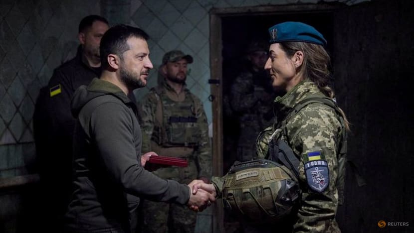 Ukraine's Zelenskyy visits front line to meet marines 