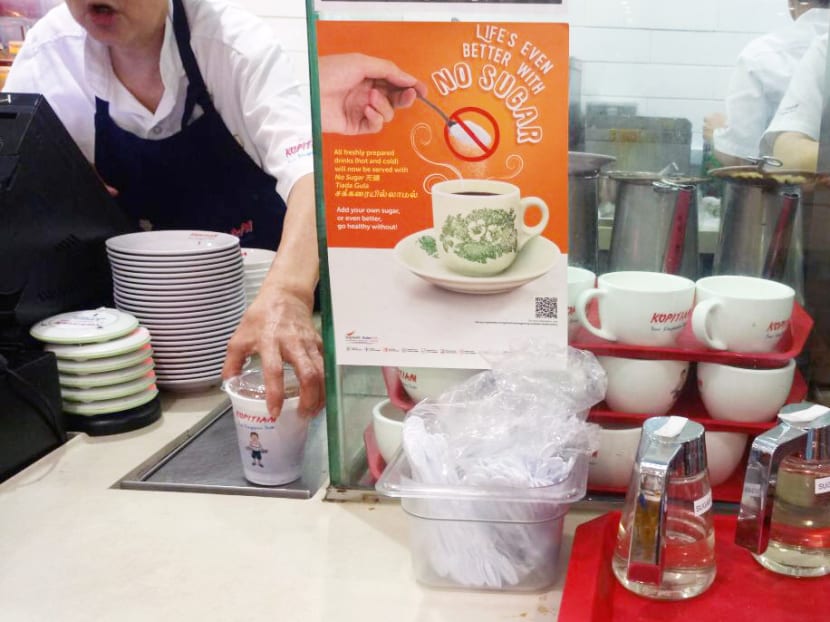 Singapore General Hospital’s Kopitiam food court is among the first to support the sugar-free policy. Photo: Kelly Ng/TODAY