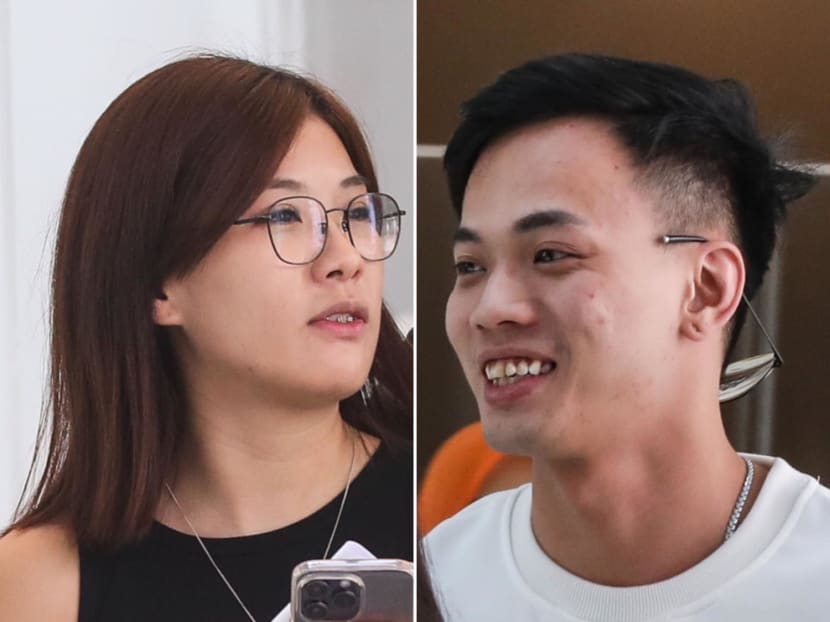 Ariel Fong Yi Ying (left) and Javier Phua Xuan Yew (right) photographed outside the State Courts on May 30, 2023.