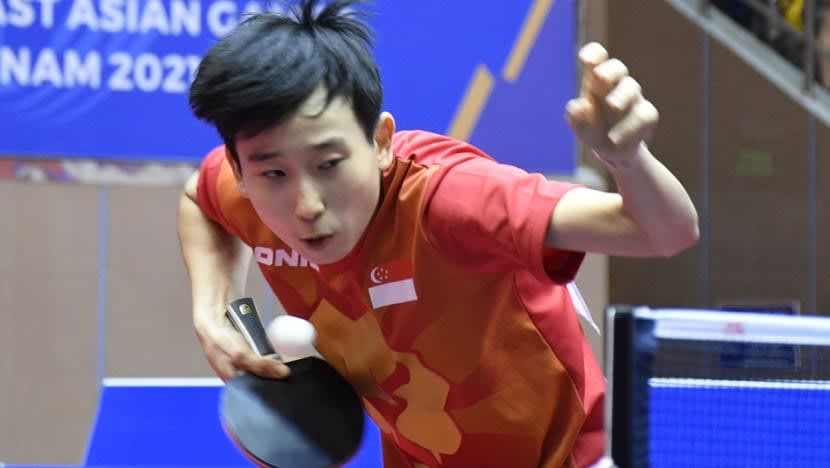 Singapore’s Zhou Jingyi in action at the Hai Duong City Indoor Stadium, Hai Duong, Vietnam on May 15, 2022.