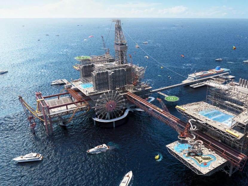 The announcement made by Saudi Arabia’s Public Investment Fund stated that the new tourism project was inspired by offshore oil platforms and promises an array of offerings, adventures, and aquatic sporting experiences. The announcement made by Saudi Arabia’s Public Investment Fund stated that the new tourism project was inspired by offshore oil platforms and promises an array of offerings, adventures, and aquatic sporting experiences.
