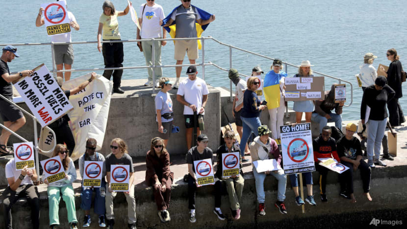 Russian Antarctic vessel docks in South Africa as green groups protest Russian Antarctic vessel docks in South Africa as green groups protest