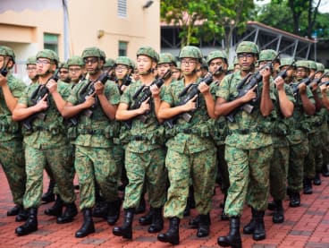 Recruits from the 02/22 cohort graduating from their Basic Military Training (BMT) are seen here at their graduation parade earlier in June 2022.&nbsp;