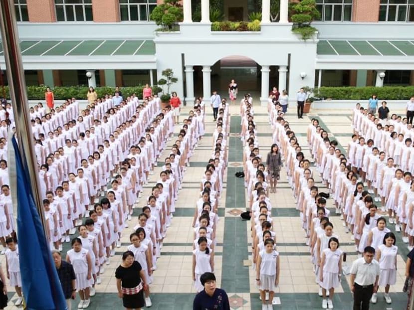 In order to accommodate the later start time, Nanyang Girls High has rejigged its timetable, including reducing the frequency of school assembly. Photo: Channel NewsAsia