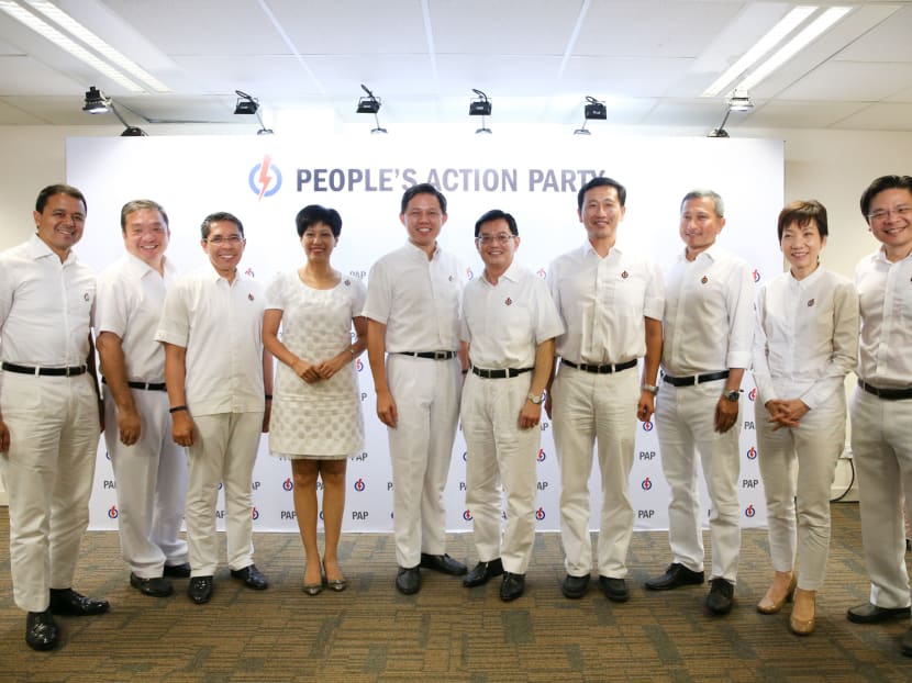 At a press conference in November 2018, Mr Heng Swee Keat (fifth from right) was named first assistant secretary-general of the ruling People’s Action Party, paving the way for him to be secretary-general and to be the future prime minister.