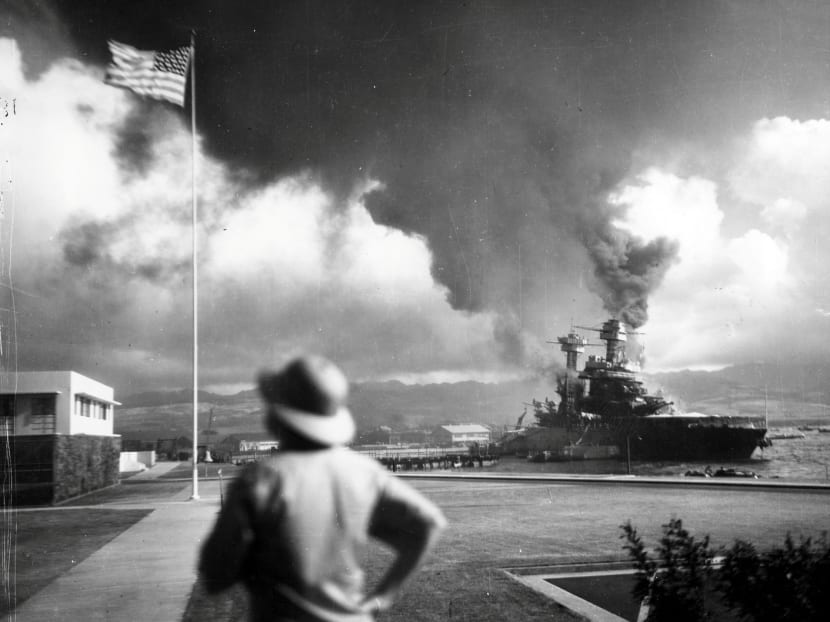 The damaged battleship USS California after being hit by Japanese aerial torpedoes and bombs during the attack on 

Pearl Harbour on Dec 7, 1941. For 75 years now, many Japanese have reflected on that moment with great remorse. Photo: Reuters