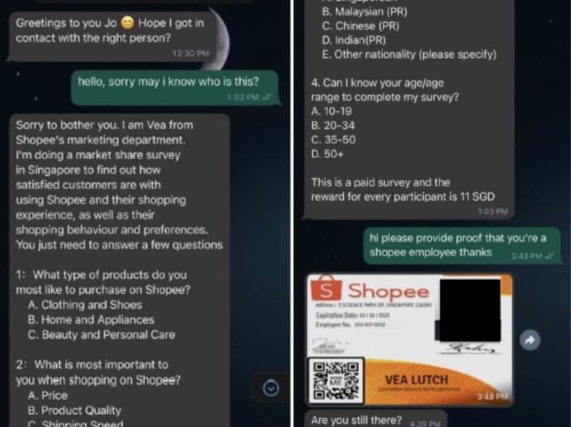At least 46 victims received unsolicited WhatsApp or Telegram messages from individuals pretending to be Shopee employees.