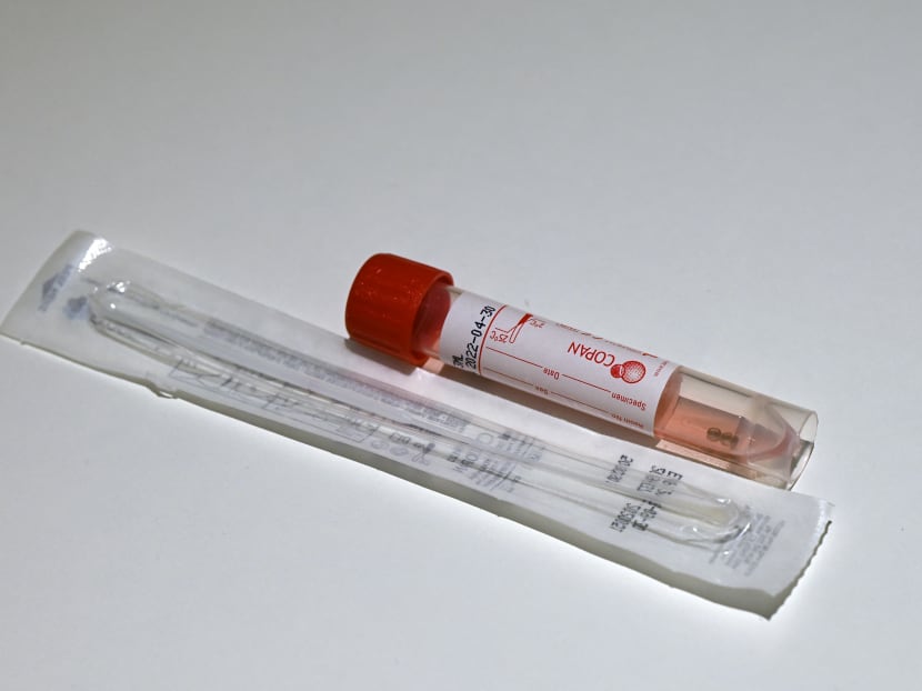 A test kit for Covid-19. A 44-year-old man tested positive on April 13, 2021 even though he did not show any symptoms.