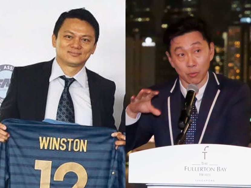 (From left to right): FAS general secretary Winston Lee and Hougang United chairman Bill Ng. Photo: FAS, Hougang United/Facebook
