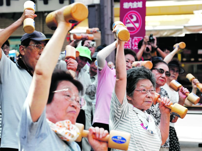 People aged 65 or older made up a quarter of Japan’s total population, the highest-ever percentage, as postwar baby boomers head into retirement. PHOTO: BLOOMBERG