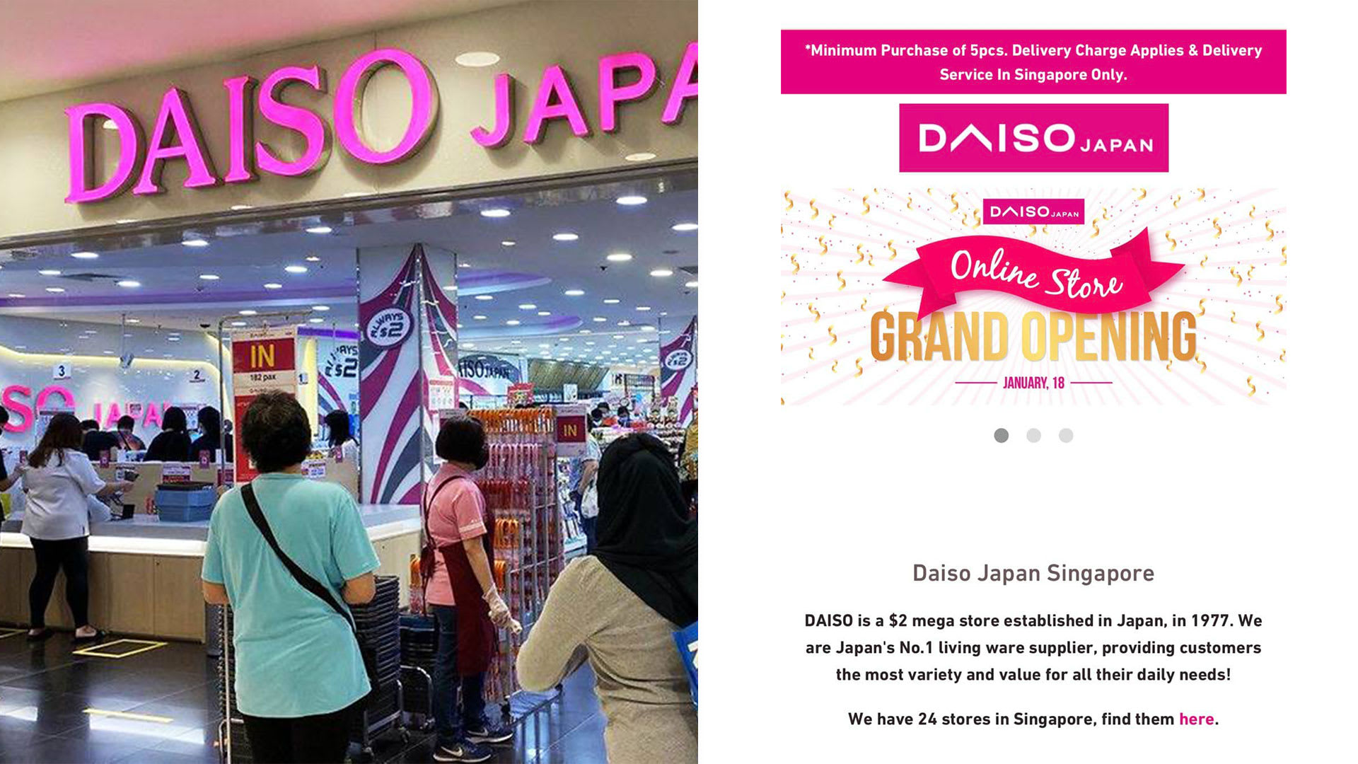 Daiso S'pore Launches New Online Store With $5 Delivery Fee Daiso S'pore Launches New Online Store With $5 Delivery Fee