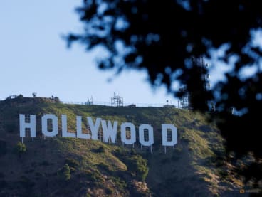 The iconic Hollywood sign is shown in early morning light in Los Angeles, California, US, on July 13, 2023.