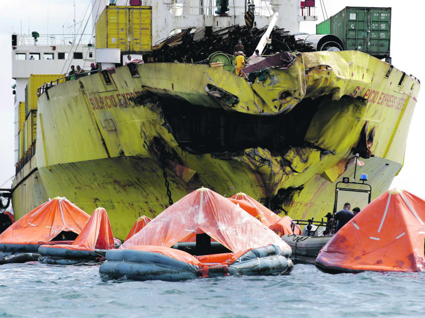Cargo ship Sulpicio Express Siete collided with the ferry on Friday. Photo: AP