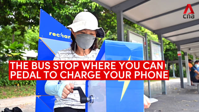 The bus stop where you can charge your phone with pedal power | Video