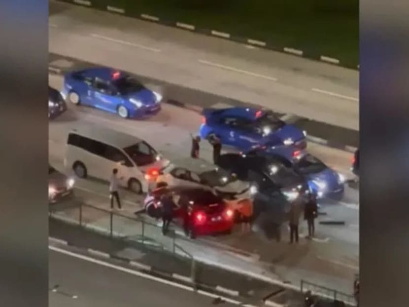 Screengrab from a video showing the scene of the crash in Tampines.
