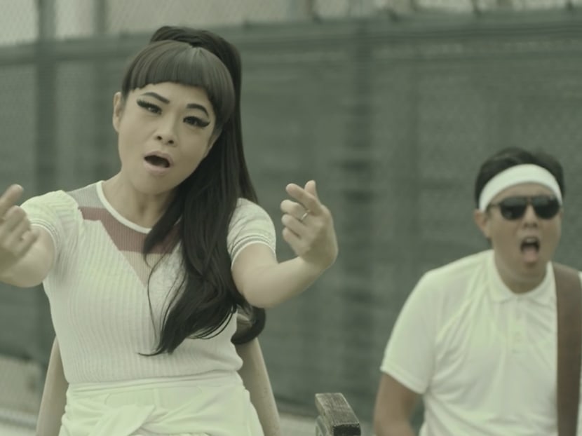 Actress Pam Oei and her band play tennis to smash bigotry in new music video Actress Pam Oei and her band play tennis to smash bigotry in new music video