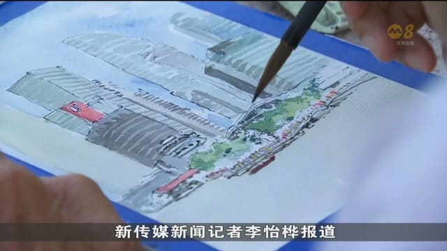 新加坡都市速写绘画爱好者 到滨海湾艺术中心一带现场作画