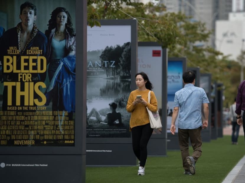Film posters are displayed during the 21st Busan International Film Festival (BIFF) in Busan, South Korea, on Oct 7, 2016. Photo: AFP