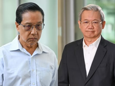 (Left) Lee Fook Kang and Wong Weng Sun at the State Courts on March 28, 2024. 