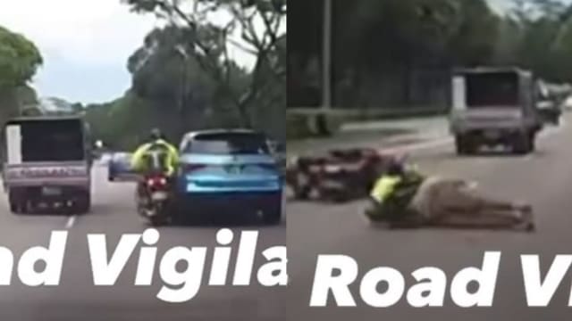 摩托车转道撞上汽车 骑士摔瘫在路中央