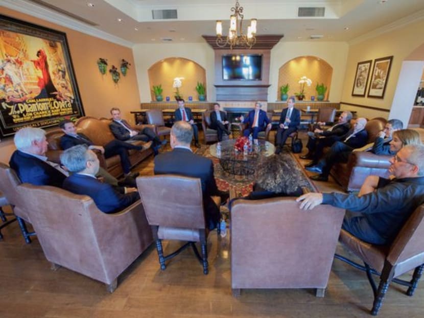 John Kerry meeting with the heads of major studios. "Good to hear their perspectives and ideas on how to counter the Daesh narrative," he tweeted. Photo: John Kerry/Twitter