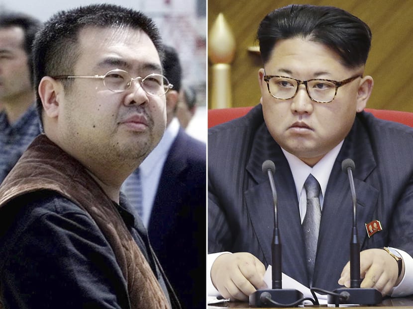 File photos showing Kim Jong Nam, (left) exiled half-brother of North Korea's leader Kim Jong Un, in Narita, Japan, on May 4, 2001, and North Korean leader Kim Jong Un on May 9, 2016, in Pyongyang, North Korea. Photo: AP