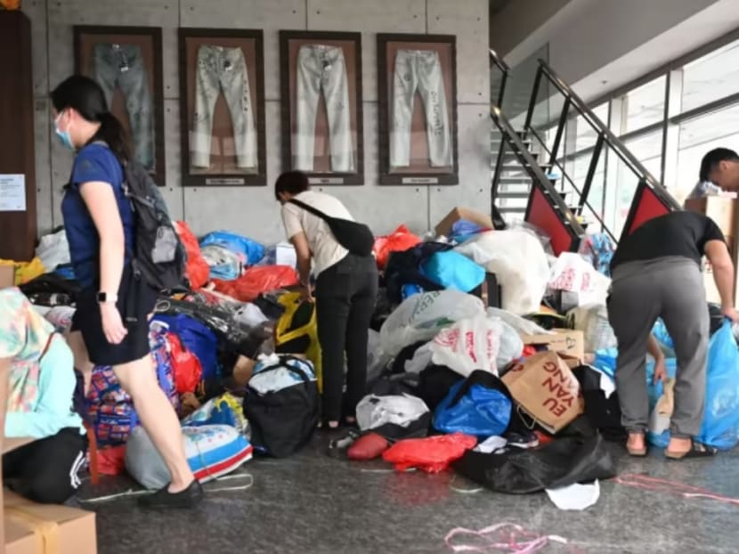 People drop off donations for the victims of the quake in Turkiye and Syria, at 10 Genting Lane, on Feb 10, 2023.
