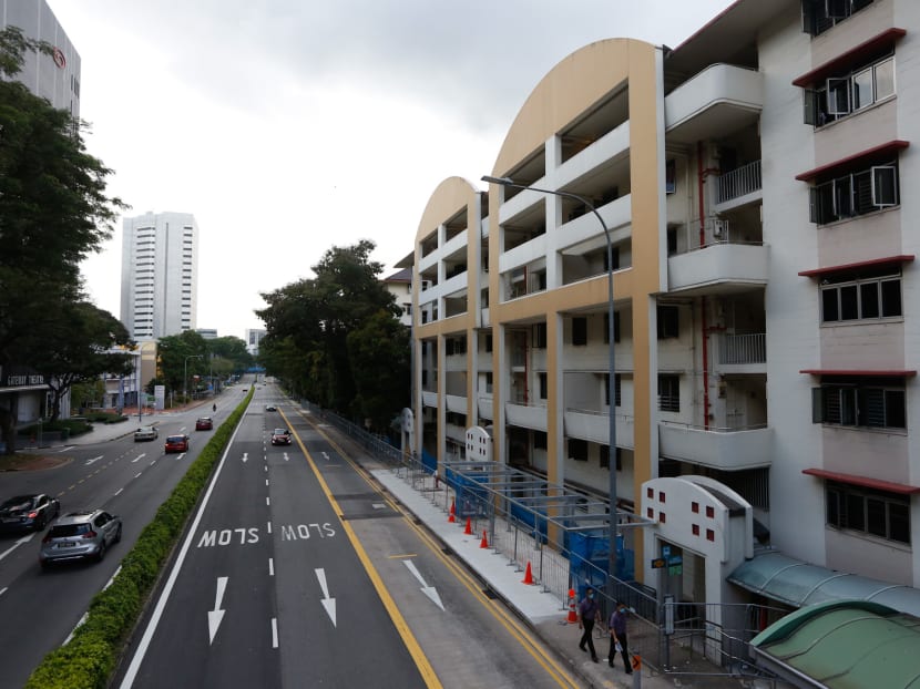 Vacant HDB blocks at Redhill Close have been fenced up when TODAY visited on April 8, 2020.