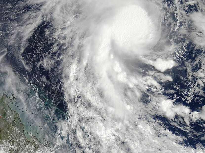 This Feb 18 photo, captured by NASA's Aqua satellite and made available by NASA's Goddard MODIS Rapid Response Team shows Tropical Cyclone Marcia in the Coral Sea. Photo: AP