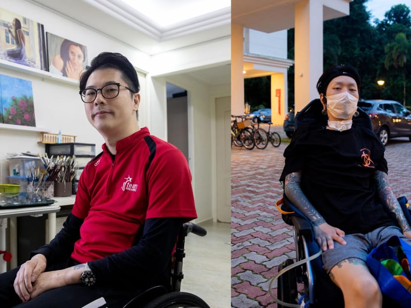 Mr Aaron Yeo (left) and Mr Melvin Ong (right) had to pick themselves up to go on living after they suffered spinal cord injuries in their 20s that left them paralysed.