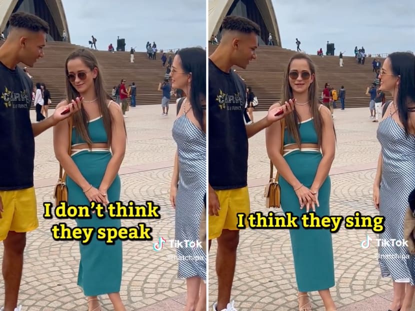 The two unidentified women being interviewed in front of the Sydney Opera House by vlogger Nat Chipa in Australia.
