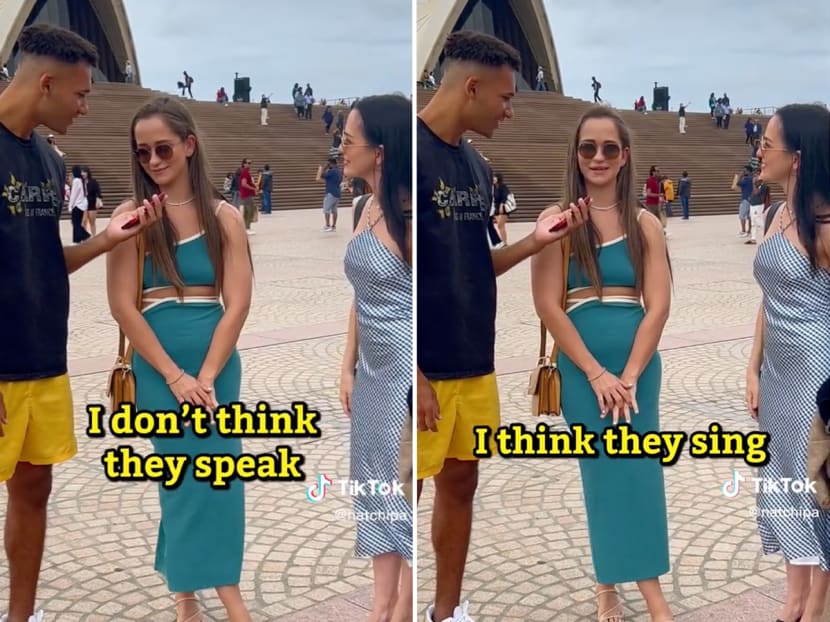 The two unidentified women being interviewed in front of the Sydney Opera House by vlogger Nat Chipa in Australia. The two unidentified women being interviewed in front of the Sydney Opera House by vlogger Nat Chipa in Australia.