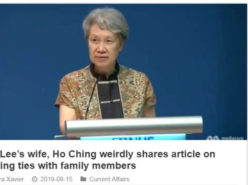 The Online Citizen first published an article, titled “PM Lee’s wife Ho Ching weirdly shares article on cutting ties with family members”, on its website on Aug 15, 2019.