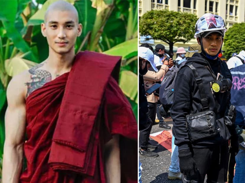 Model, actor and singer Paing Takhon attends a demonstration against the military coup in Yangon on Feb 17, 2021.