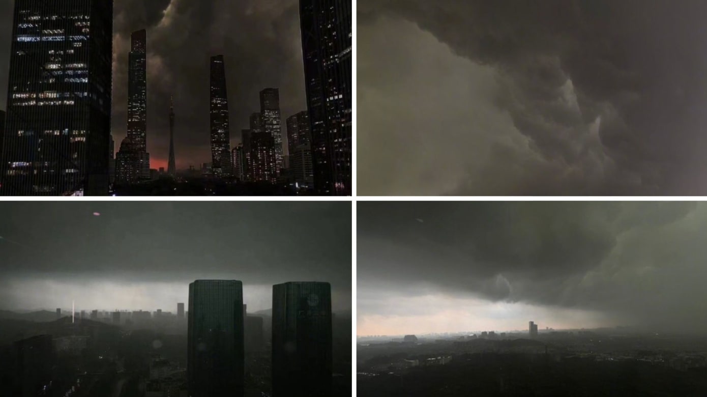 雷暴天气上午来袭 中国广州“一秒入夜”
