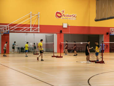 A badminton court within Choa Chu Kang Sport Centre managed by ActiveSG, pictured on March 19, 2024.
