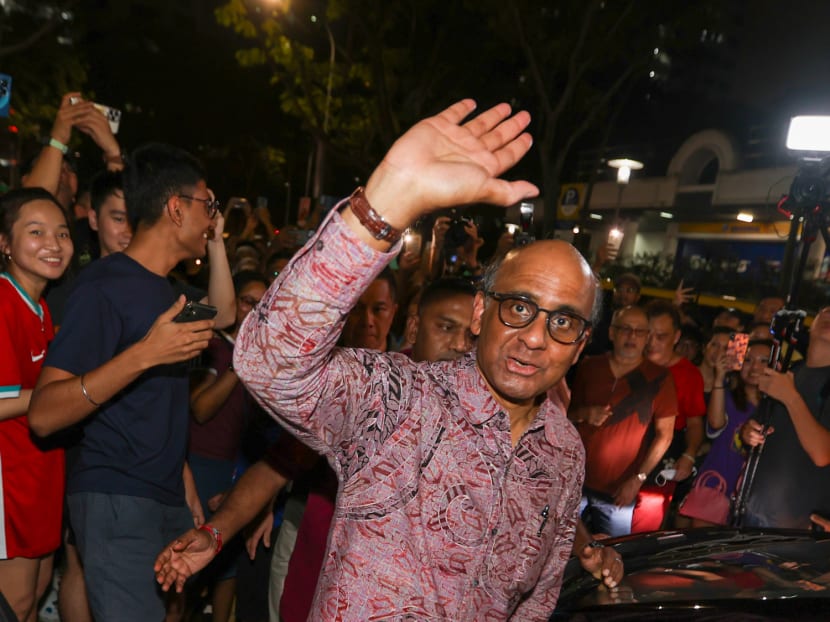 Mr Tharman Shanmugaratnam waving to supporters at Taman Jurong on Sept 1, 2023.