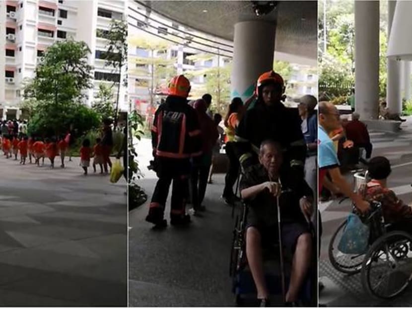 Screenshots from videos of the evacuation at Kampung Admiralty. Courtesy of Vivian Low