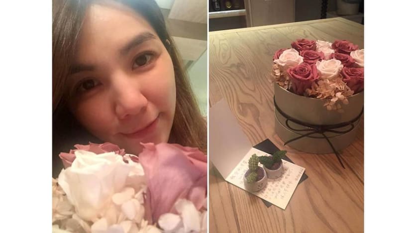 Ella Chen receives Valentine’s Day bouquet from husband