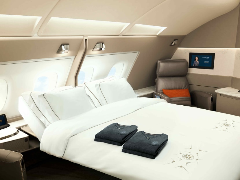 Singapore Airlines has cut the number of Suites to six from 12, allowing additional space and frills such as a separate, fully adjustable seat with leather upholstery by Italy's Poltrona Frau, as well as double bathrooms, one of which has a sit-down vanity counter. Photo: SIA handout