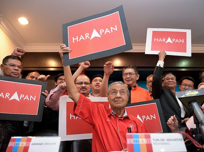 Pakatan Harapan leaders unveiling their logo in 2017. The coalition would go on to unseat Barisan Nasional the following year, only to lose power less than two years later.