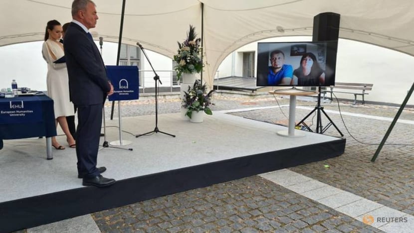 Detained Belarus dissident's girlfriend graduates in absentia Detained Belarus dissident's girlfriend graduates in absentia