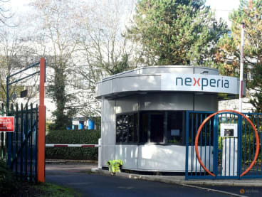 FILE PHOTO: A view of the main entrance of Nexperia owned site of microchip producer Newport Wafer Fab, Newport, Wales, Britain, November 22, 2022. REUTERS/Rebecca Naden