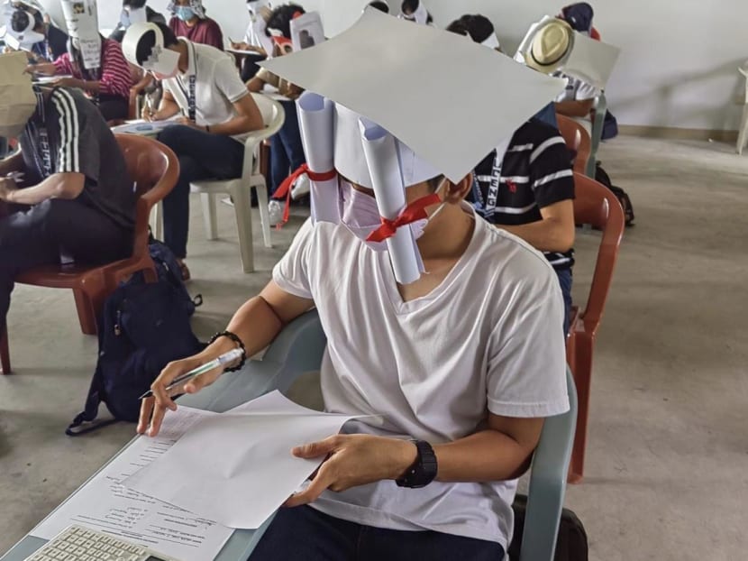 Creative 'anti-cheating' hats by university students in Philippines go viral  - TODAY