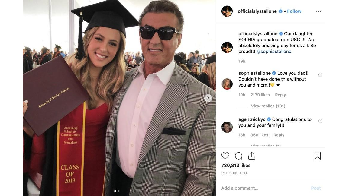 Sylvester Stallone celebrates daughter Scarlet's graduation