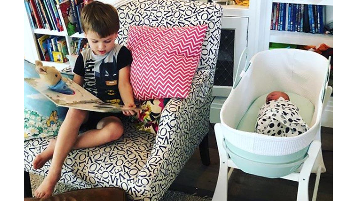 Tom and Giovanna Fletcher's son Buzz reads to baby brother 8days